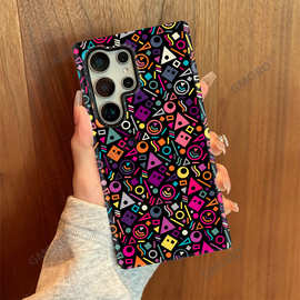 适用三星S25ultra手机壳跨境S24plus双层菲林壳GalaxyS22几何图案