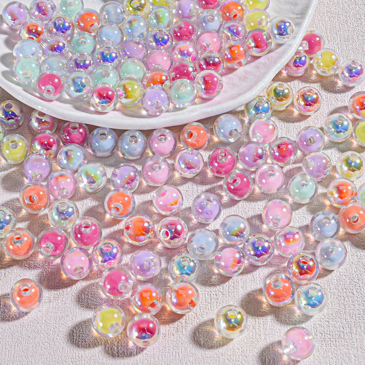 Caramelo de color interior transparente 1.5 cuentas redondas de orificio recto 10mm joyería de moda decoración de bricolaje cadena de teléfono móvil pulsera accesorios de decoración