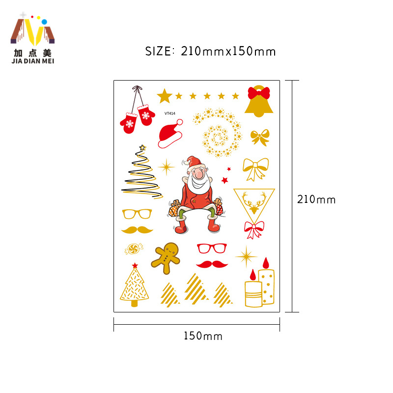 Protección del Medio Ambiente caliente metal tatuaje pegatinas Santa Claus fiesta carnaval personalidad divertida barba tatuaje al por mayor