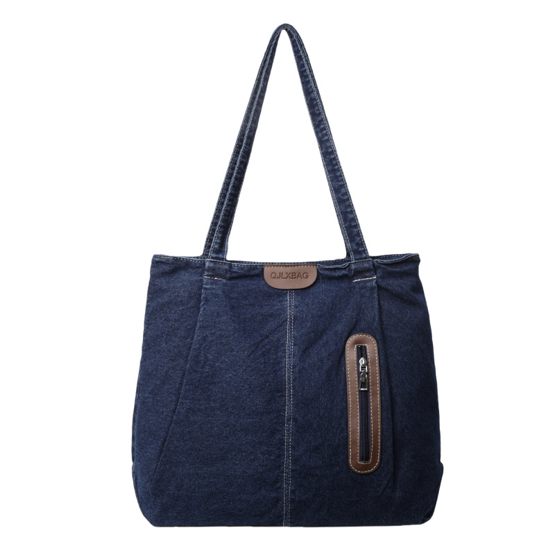 Bolso Tote femenino 2024 verano nuevo estilo todo-fósforo bolso de gran capacidad denim commut bolso de clase de un solo hombro para estudiantes universitarios