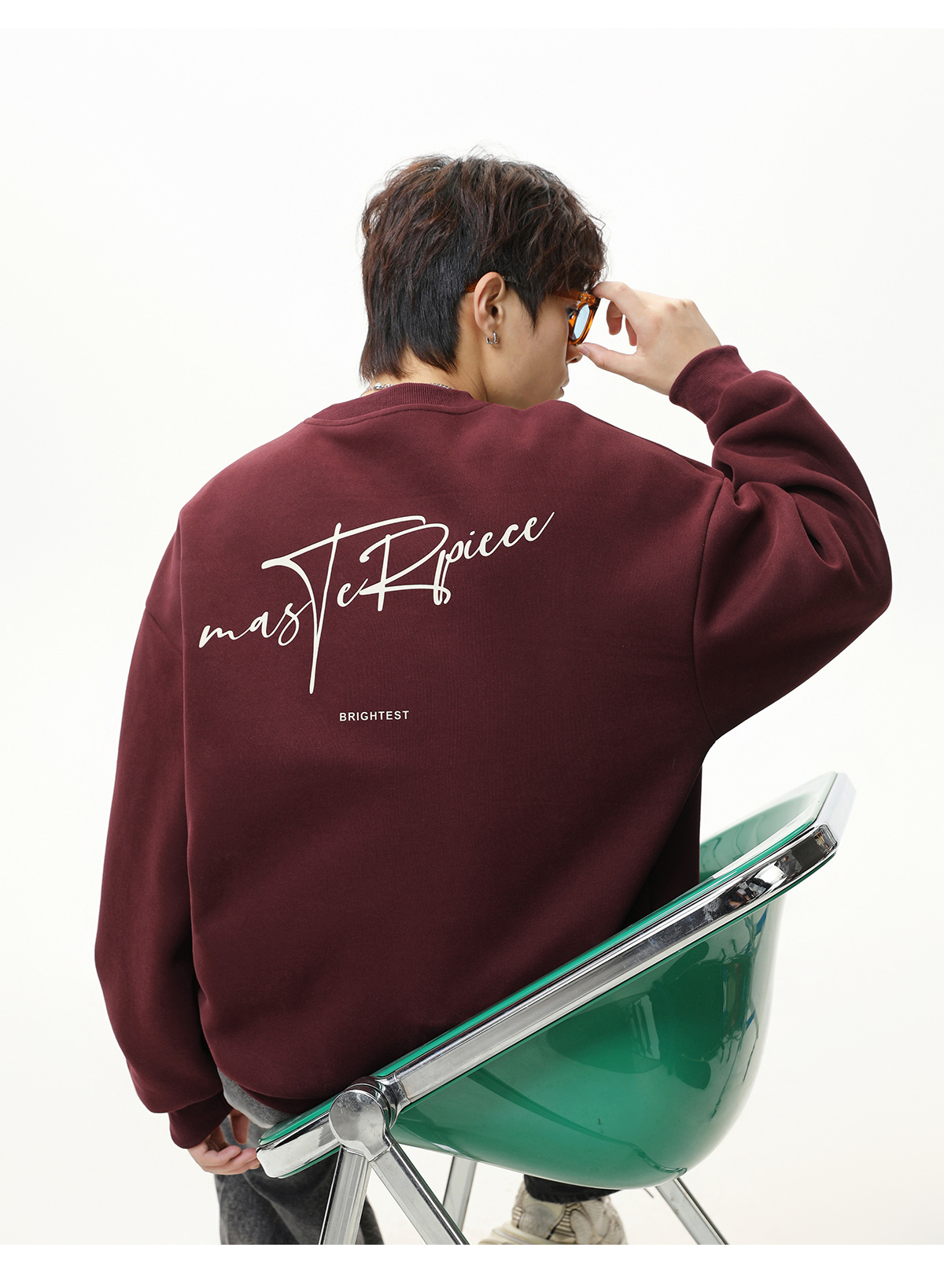 Monochrome Textured Crew Neck Sweatshirt For Men Trendy Pullover_voghion.com