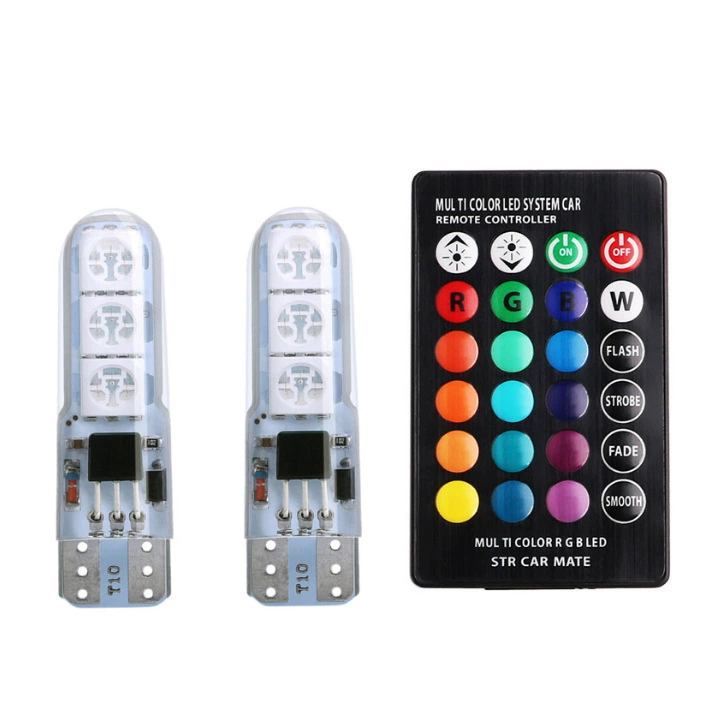 RGB-автомобильная подсветка широкая светлая T10 силикон 5050-6smd автомобильные светодиоды яркие небольшие фонари, номерной знак