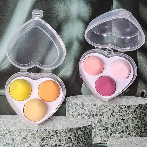 Factory direct sales 3 grid love beauty egg gourd, water drop puff, makeup egg, makeup egg slanted sponge puff