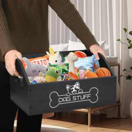 跨境狗狗玩具收纳箱带骨柄的狗物品收纳箱木制宠物用品木质储物盒