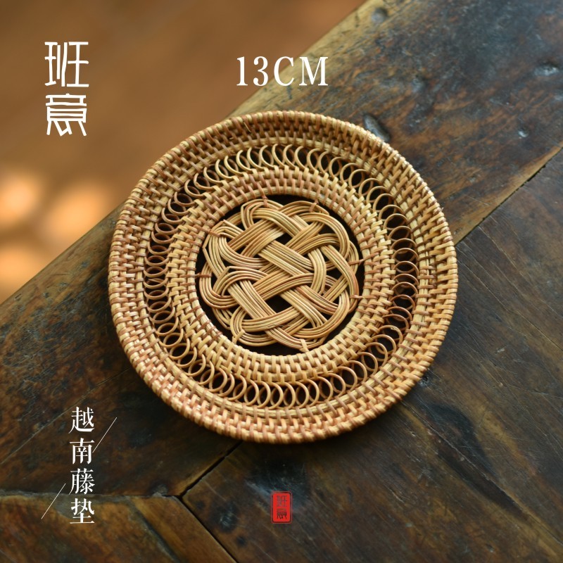 手工编织越南藤编杯垫茶具藤木养壶垫 越南老藤编杯垫批发|undefined
