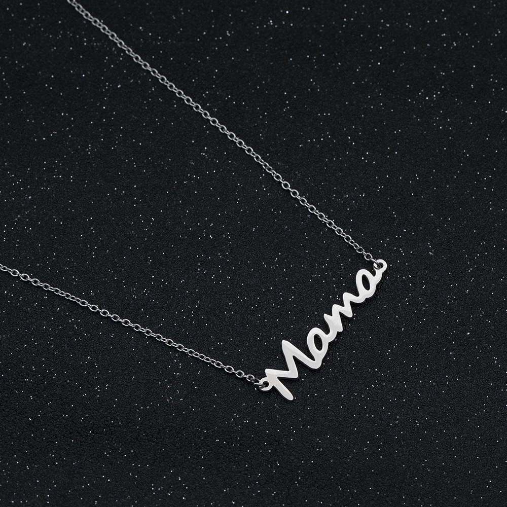 Simple Glossy Letter Mama Alloy Three-color Pendant Necklace display picture 2