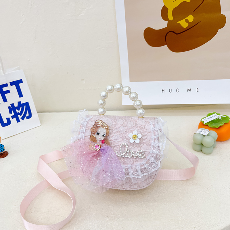 Bolso DE LOS NIÑOS 2022 nuevo lindo princesa perla bolso bandolera al por mayor encaje accesorios bolsa pequeña bolsa redonda