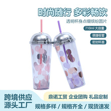 跨境亚马逊爆款24oz大容量吸管杯 圆顶盖个性杯子 创意网红AS水杯