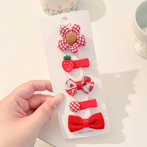 Hermosos clips de cabello de color para niños coreanos de alto nivel sensación de arco de niñas bolsa de tela no daña clips de cabello de bebé