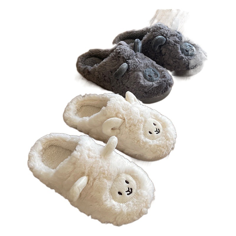 Zapatillas de algodón Corazón de niña de dibujos animados lindo de las mujeres invierno interior hogar suave inferior felpa pareja dormitorio Zapatillas de algodón invierno de los hombres