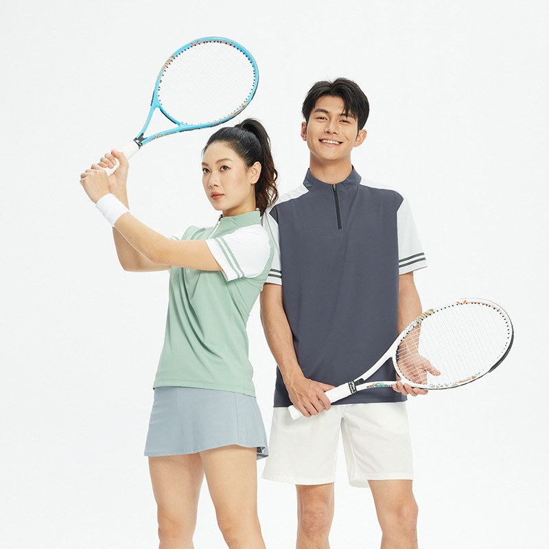 Men's and women's sports half zipper quick-drying clothes business casual stand collar polo short sleeve tennis golf fitness running clothes