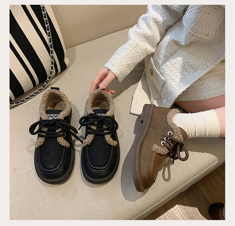 Kleine Lederschuhe im britischen Stil, trendige Winternische für Mädchen, Isolierung aus Baumwollplüsch mit niedrigem Absatz, Außenschuhe mit weicher_voghion.com