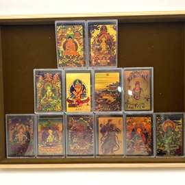 藏式唐卡佛像手机贴黄金999五爷黄财神多种图案招财炫彩护身符