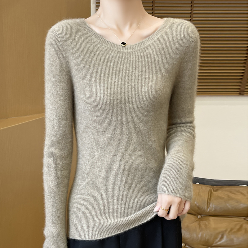 Cross-Border First-Line Ready-To-Wear Seamless Round Neck Bottoming Shirt Women's Long-Sleeved Pullover Inner Sweater Solid Color New Sweater Wholesale