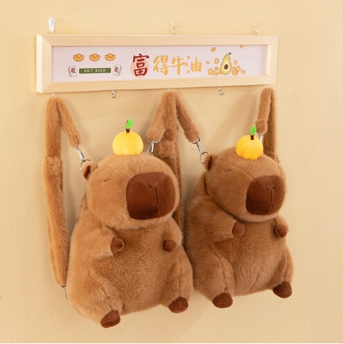 Foreign Trade Plush Toy Capybara Plush Bag Hand-held Crossbody Zero Wallet Grabber Doll Storage