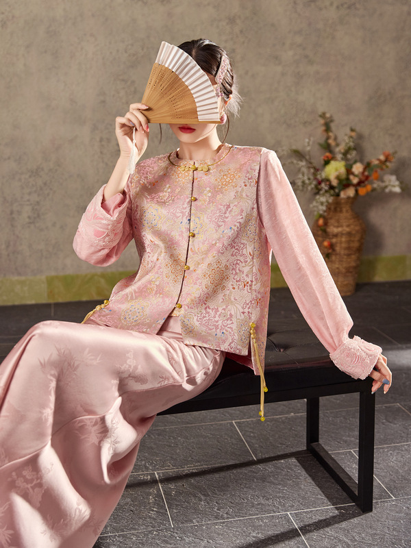 早秋复古国风盘扣背心新中式提花重工刺绣轻奢设计马甲女 N7046|undefined