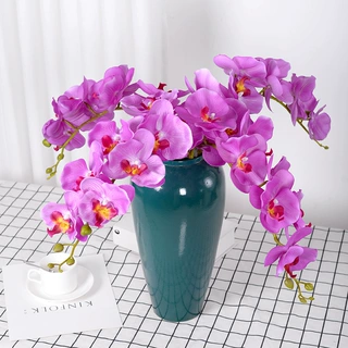 胶布9头蝴蝶兰仿真花假花欧式手感家居装饰仿真花束婚庆酒店摆件