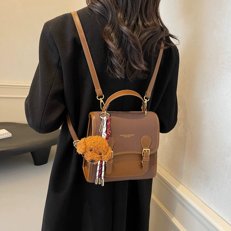 Retro matte fashion backpack, versatile everyday shoulder bag for leisure - various colors, pendant options