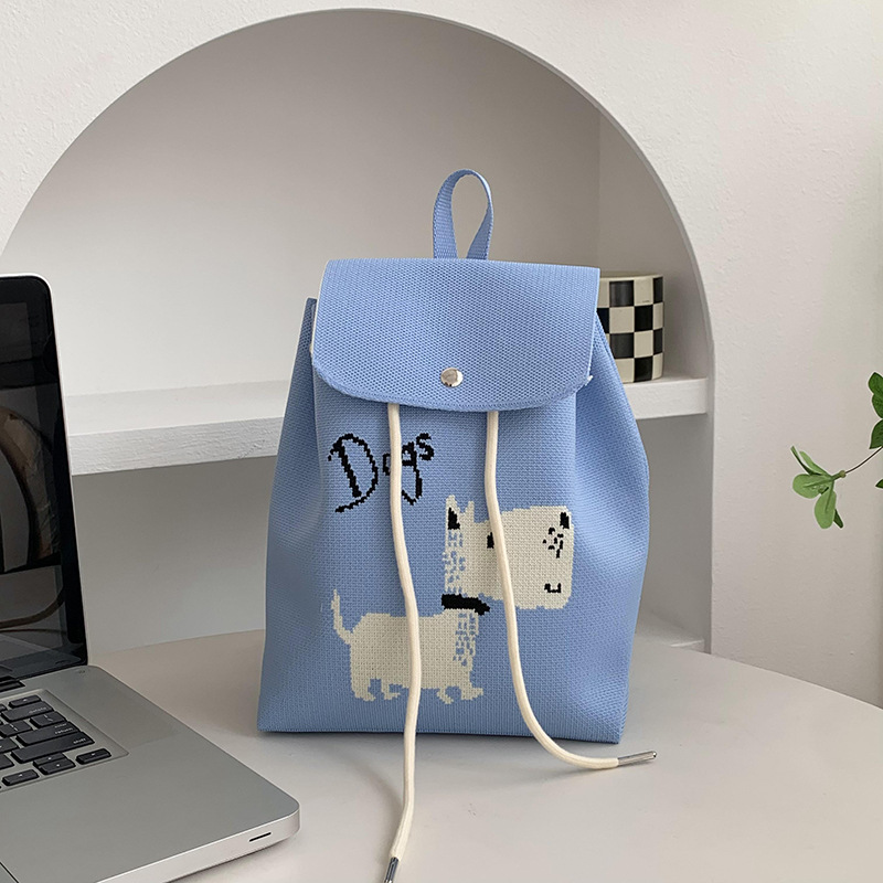 Mochila de alta calidad para damas nueva personalidad de dibujos animados versátil de gran capacidad de viaje bolsa de tejido portátil mochila de punto