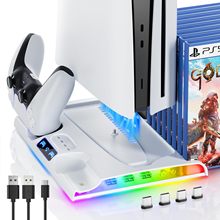 PS5 Slim轻薄款主机散热底座双手柄座充移动硬盘/遥控器/碟片收纳
