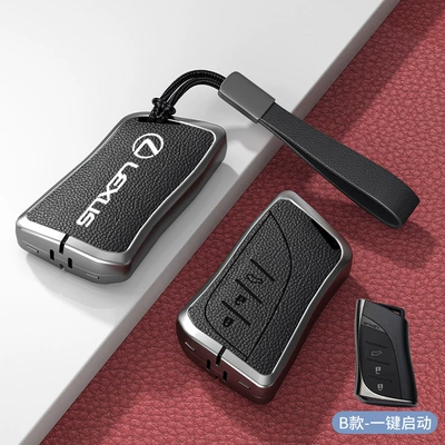 for lexus key set – Car key bag - standard-model-b-one-click-start-noble-black-zinc-alloy-shell-hand-strap