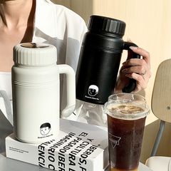 Xuanxiaoqing 断熱ケトル ポータブル ステンレススチール ハンドカップ 女性用 高価値ウォーターカップ ハンドル付き 大容量断熱カップ