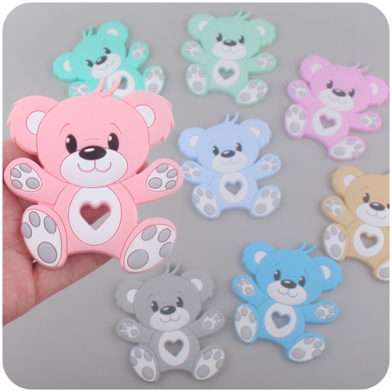 Nuevo bebé suministros dibujos animados animal oso mordedor calmante bebé creativo de silicona mordedura molar juguete