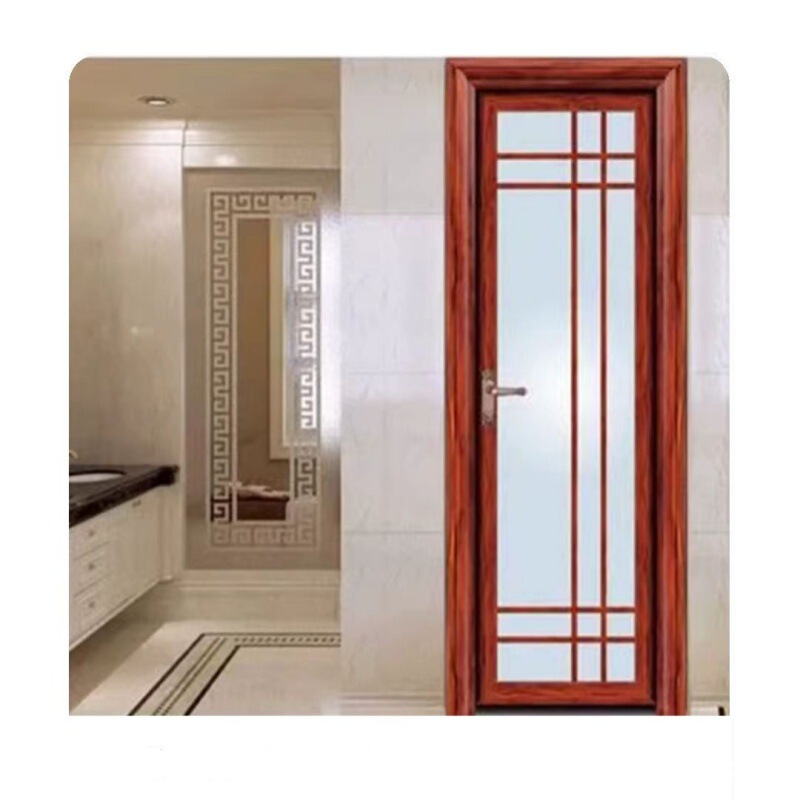 Simple Bathroom Door with Double-Layer Tempered Glass and Aluminum Alloy, Toilet Door, Bathroom Door, Kitchen Swing Door