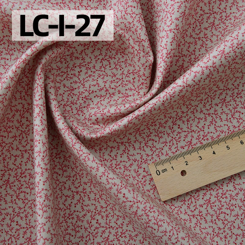 纯棉布料手工diy衣服包包田园碎花印染全棉面料棉布卡其红色花园