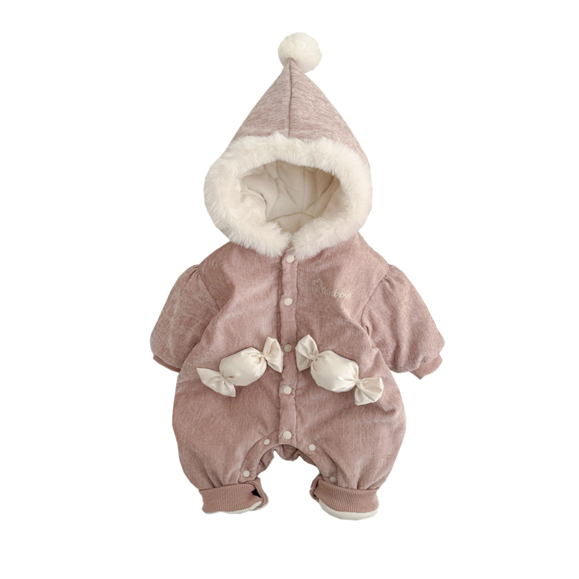 Abrigo de algodón de invierno para bebé, mamelero de caramelo tridimensional grueso estilo princesa para bebé, cien días de luna llena, chaqueta de algodón de una pieza