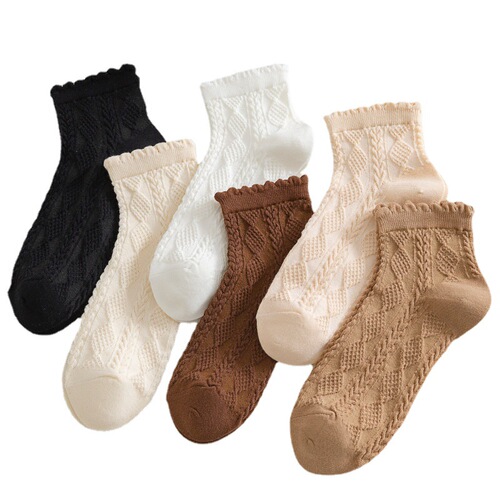 Socks women's socks spring autumn cotton summer thin breathable short tube lace medium tube white women's cotton socks ins trendy socks