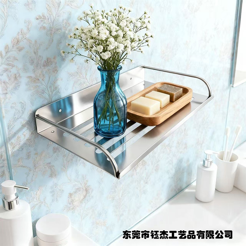 No-Drill 304 Stainless Steel Kitchen Storage Rack Bathroom Toilet Multifunctional Single-Layer Organizer Rack