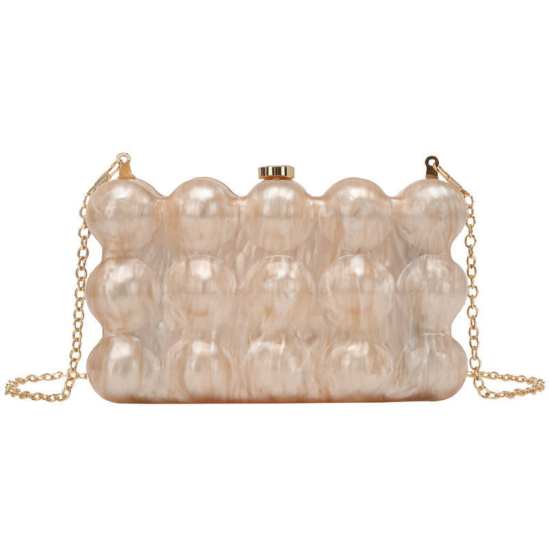 Cross-border 2024 New Evening Bag Clutch Bag Wave Pearlescent Eggshell Fashion Crossbody Shoulder Women's Evening Bag