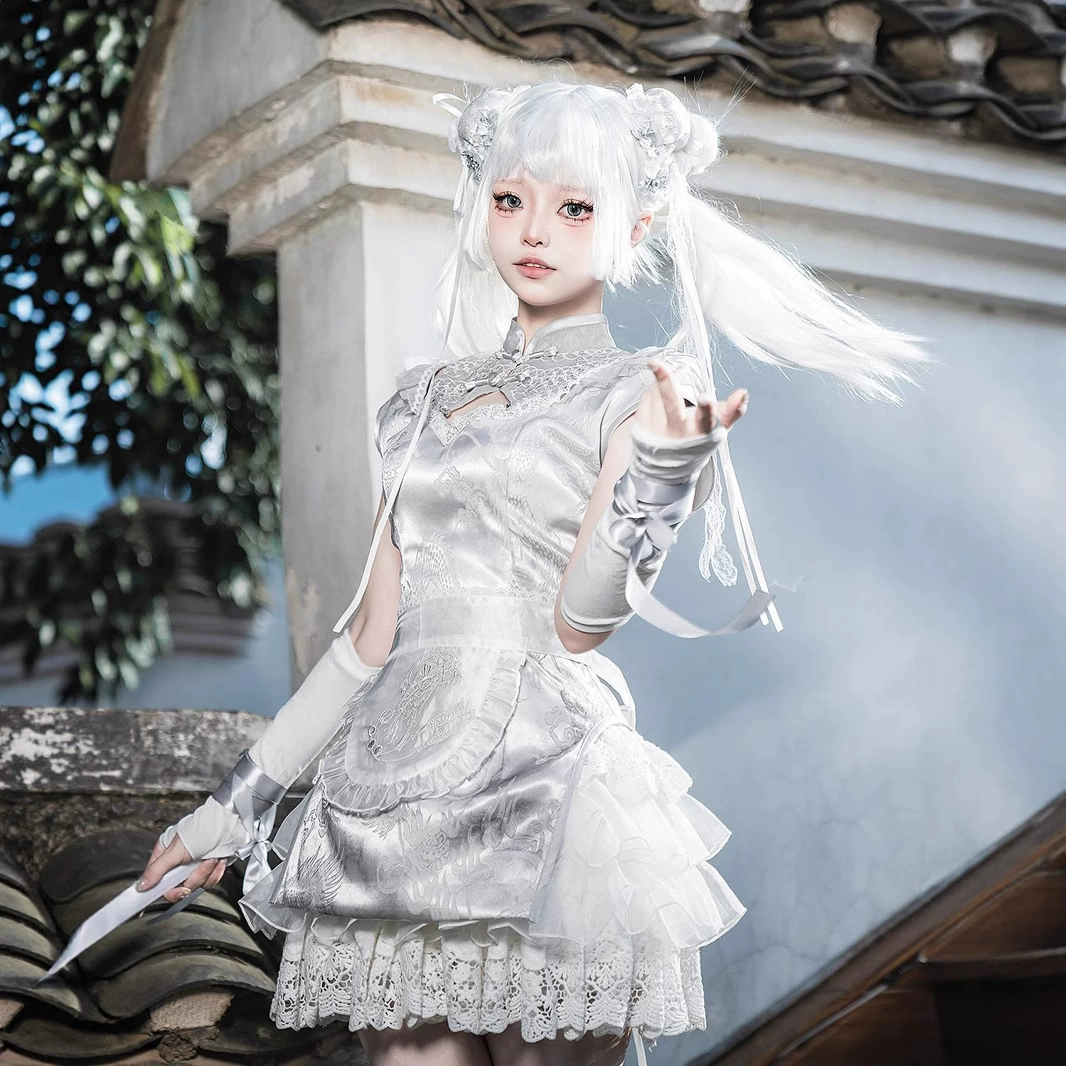 Оригинальный аутентичный китайский фартук шеф-повара, брюки, новый китайский комплект одежды, наряд для косплея горничной Pure Desire