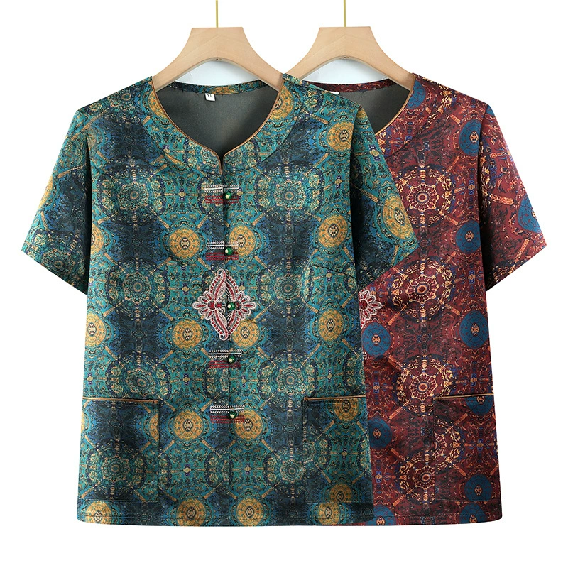 Летняя одежда для женщин среднего и пожилого возраста, бабушкины рубашки, одежда для мам с рукавом три четверти, летние рубашки для женщин 60 и 70 лет.