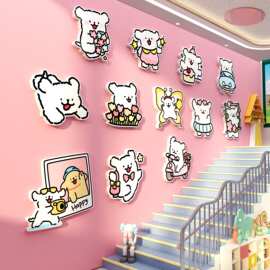 线条小狗宠物店形象墙面装饰幼儿园童环创房间布置遮丑3d立体贴纸