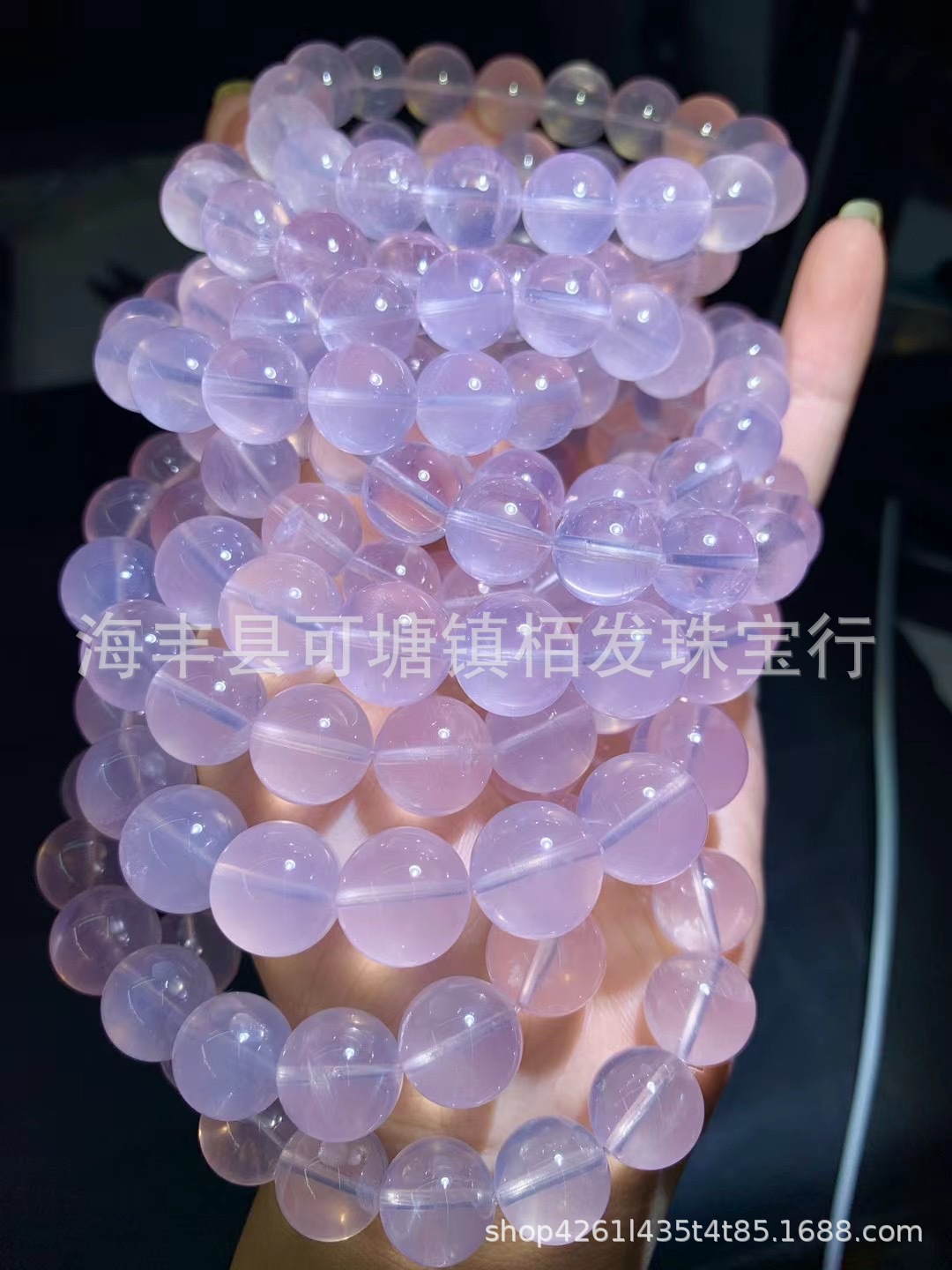 天然莫桑比克星光粉水晶 流星雨紫莫粉  表面六道芒星  晶体润透