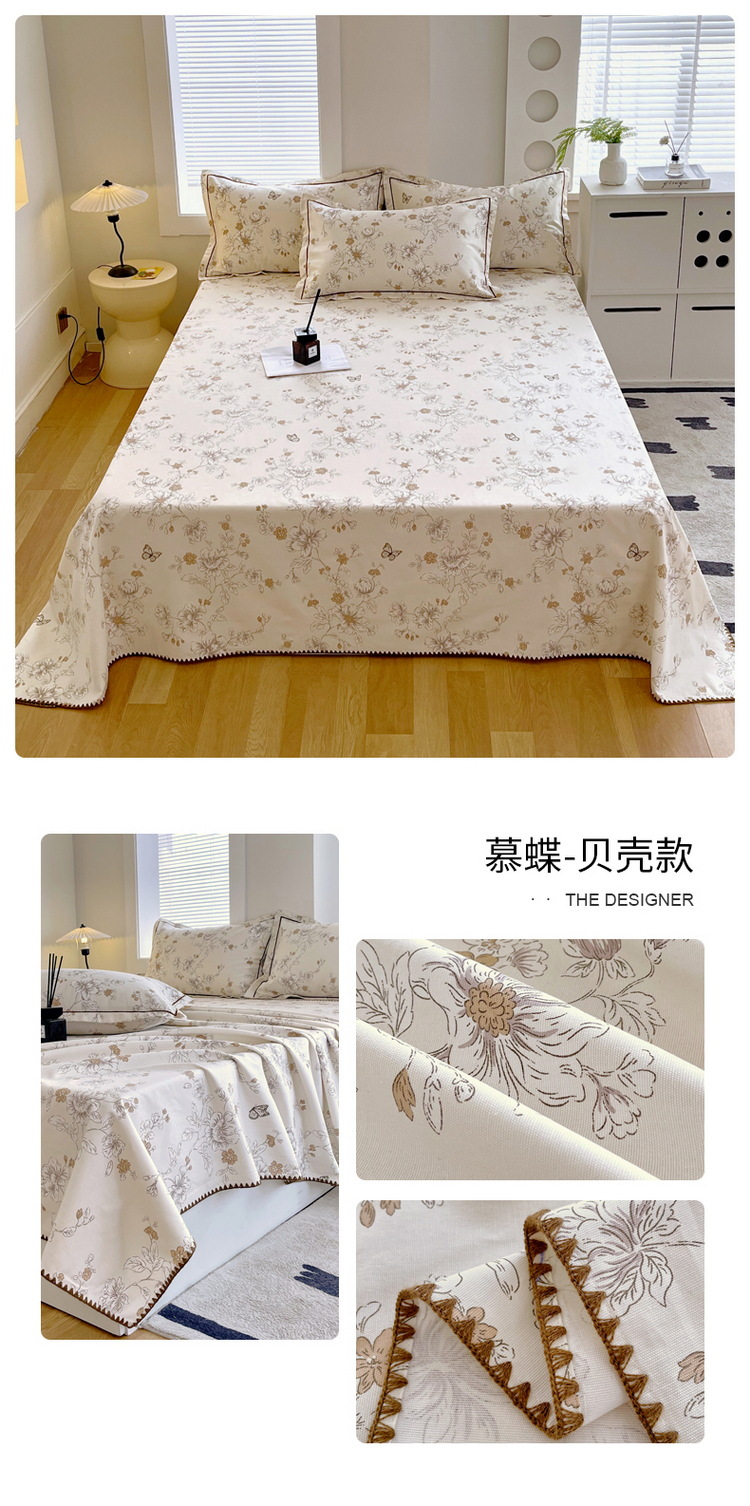 Sábana de tela gruesa vieja de algodón puro pieza única 100 algodón verano sensación fresca dormitorio funda de almohada individual juego de tres piezas 2