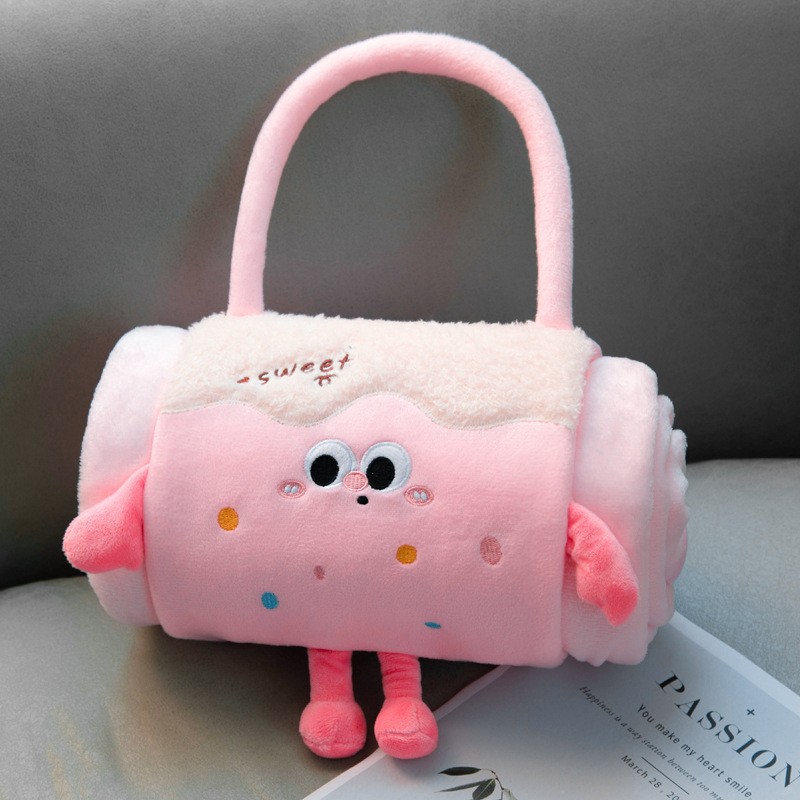 손으로 들고 다니는 롤 담요(핑크색)