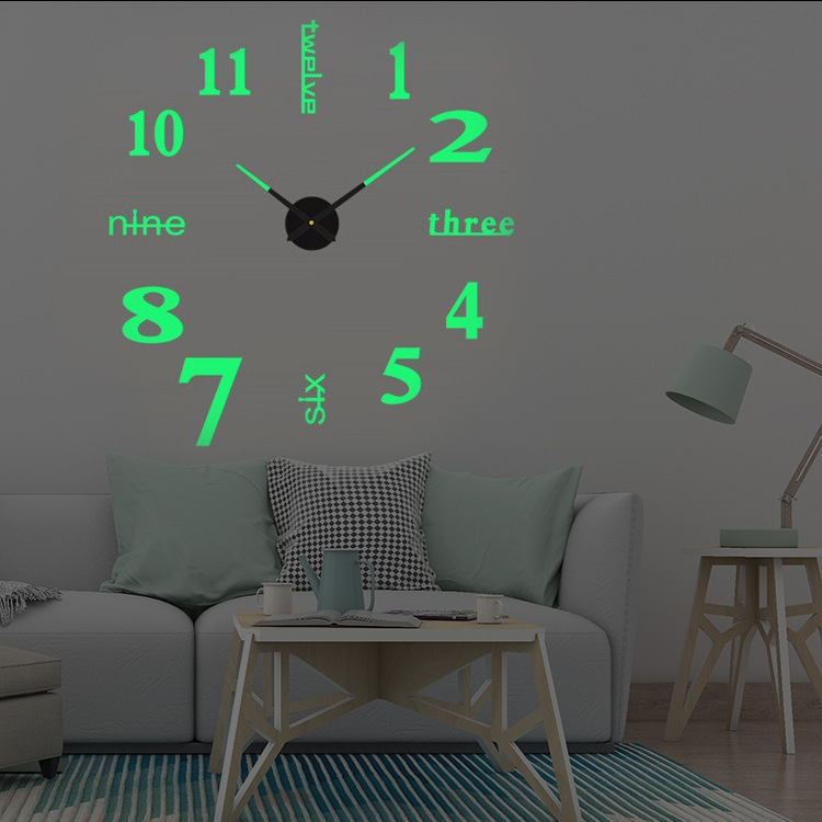 Fábrica al por mayor transfronteriza acrílico creativo simple reloj de pared dormitorio sala de estar de fondo pintura decorativa etiqueta de la pared reloj luminoso
