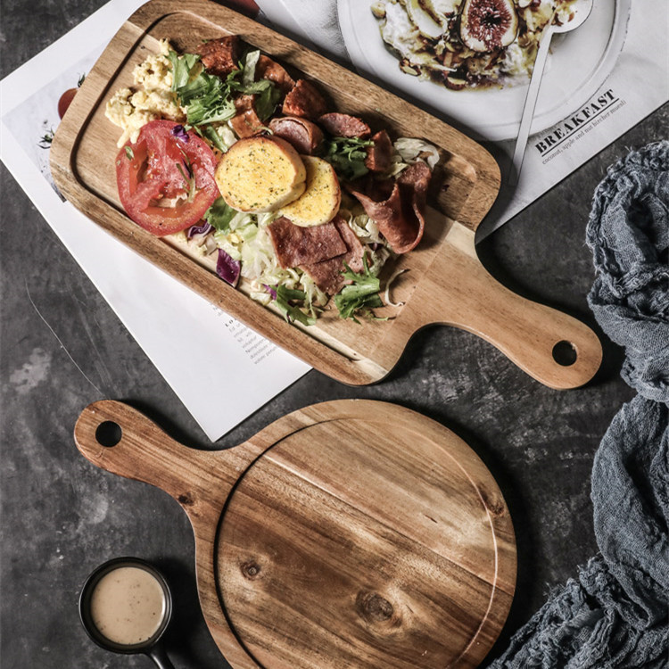 Plato de carne bandeja de madera plato de pizza vajilla japonés neto papas fritas plato de pollo picnic plato de madera Placa de carne