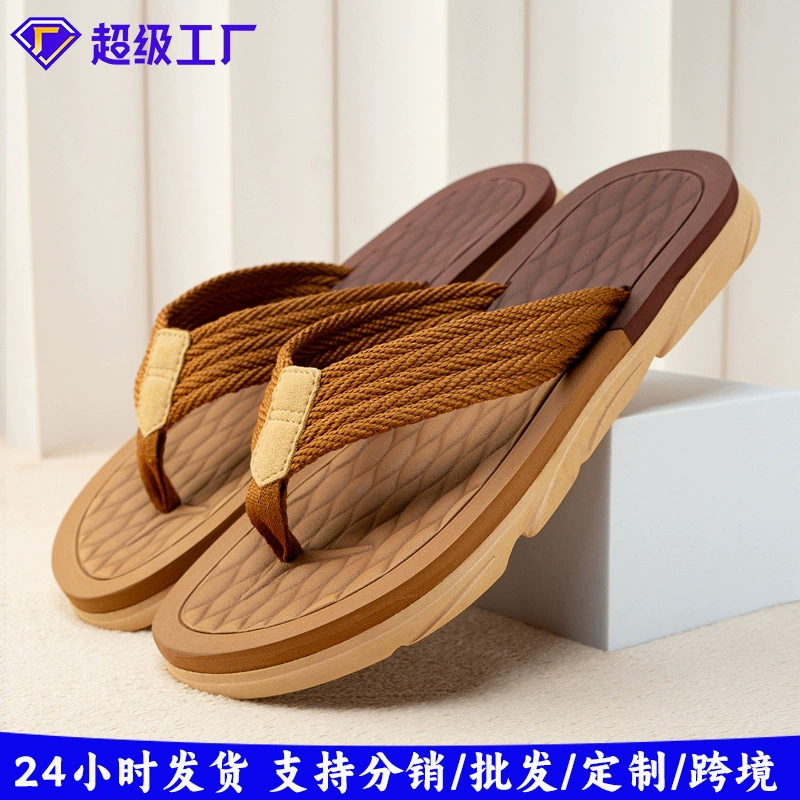 Оптовые мужские летние пляжные шлепанцы, нескользящие, износостойкие, повседневные, для отдыха на море