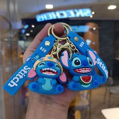 跨境卡通史迪仔钥匙扣滴胶小礼物挂件批发可爱史迪奇书包包钥匙链