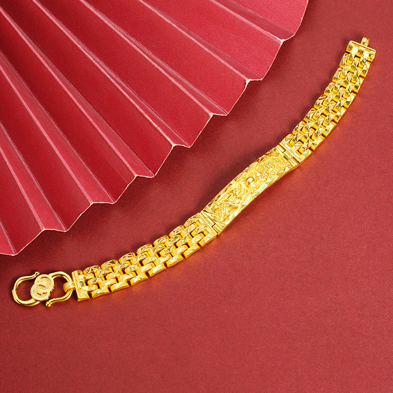 Brazalete en relieve de dragón de oro de Vietnam no se desvanecerá joyas de mano de verano masculinas accesorios Yiwu no se desvanecerán al por mayor