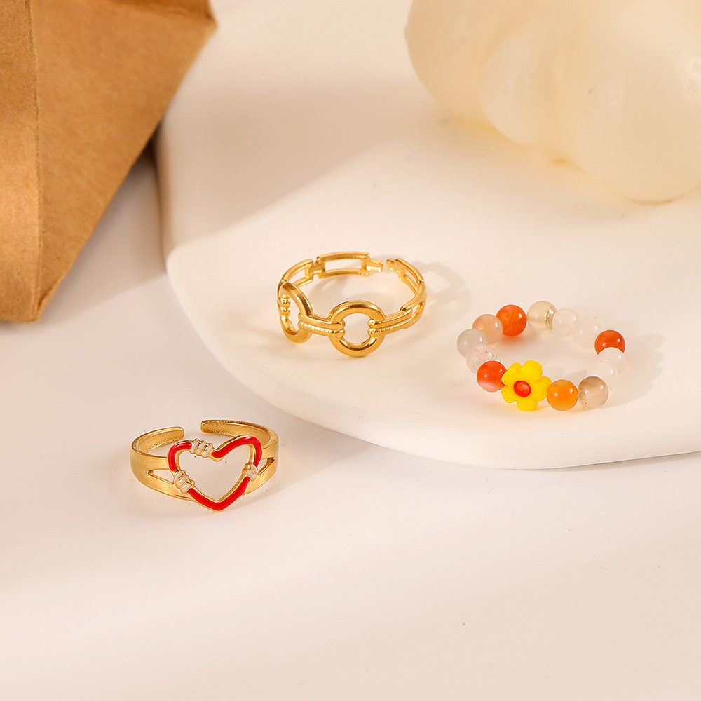 Fashion Heart Shape Stainless Steel Plating Open Ring 1 Piece