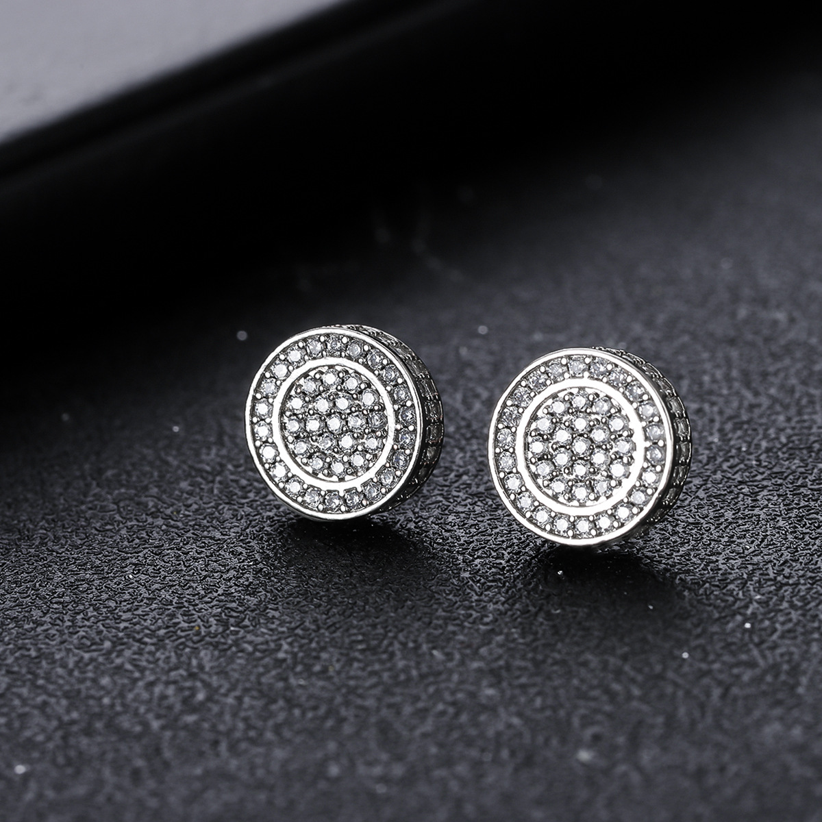 Copper Material Geometric Pattern 1 Pair IG Style Hip-Hop Geometric Copper Zircon Men's Unisex Earrings Ear Studs