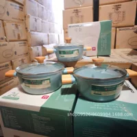 EMOOJOO Factory straight wheat rice soup pot stew cooker non -stick pot household double -ear pot porridge porridge pot instant noodle cooker