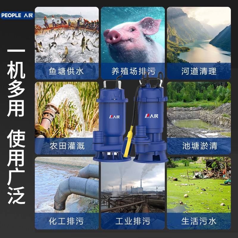 Bomba de aguas residuales WQ agrícola 220V de alta elevación bomba de drenaje de gran flujo de cultivo de estiércol 380V más bomba de agua snorkeling