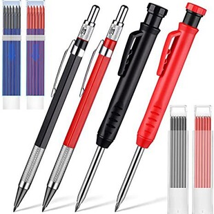 Mechanical carpenter pencil set 2 engineering pens 2.0 pens +2 deep hole marker pens +4 boxes of refills