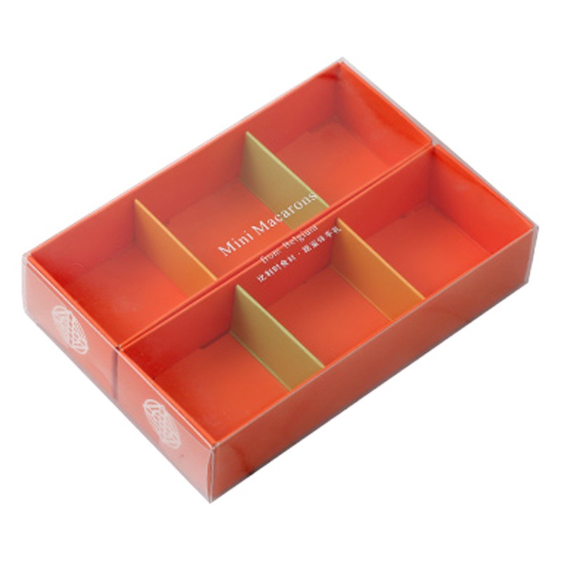 Macaron caja de embalaje de alta gama galleta francesa caramelo Ventana de cartón PET transparente 3/5/6 piezas cajón para hornear